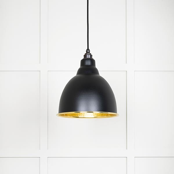From The Anvil - Brindley Pendant in Elan Black - Hammered Brass - 49517EB - Choice Handles