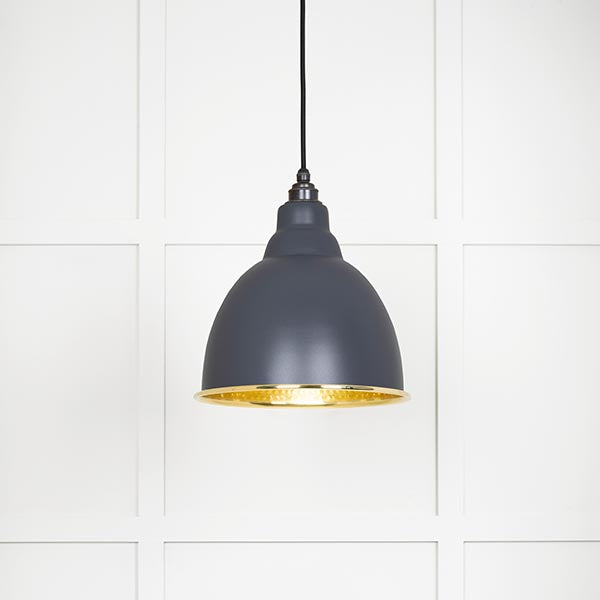 From The Anvil - Brindley Pendant in Slate - Hammered Brass - 49517SL - Choice Handles