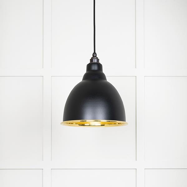 From The Anvil - Brindley Pendant in Elan Black - Smooth Brass - 49518EB - Choice Handles