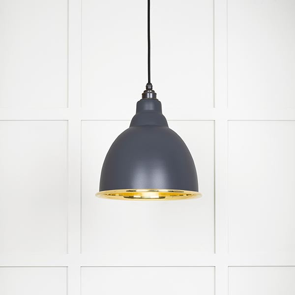 From The Anvil - Brindley Pendant in Slate - Smooth Brass - 49518SL - Choice Handles