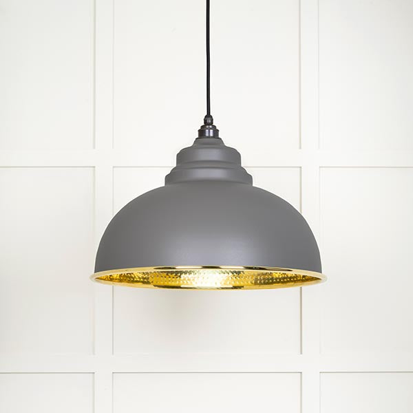 From The Anvil - Harborne Pendant in Bluff - Hammered Brass - 49521BL - Choice Handles