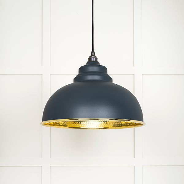 From The Anvil - Harborne Pendant in Soot - Hammered Brass - 49521SO - Choice Handles