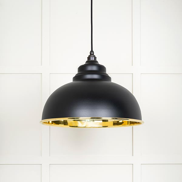 From The Anvil - Harborne Pendant in Elan Black - Smooth Brass - 49522EB - Choice Handles
