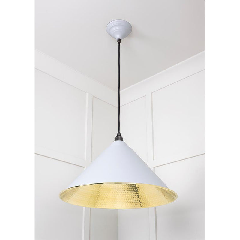From The Anvil - Hockley Pendant in Birch - Hammered Brass - 49523BI - Choice Handles