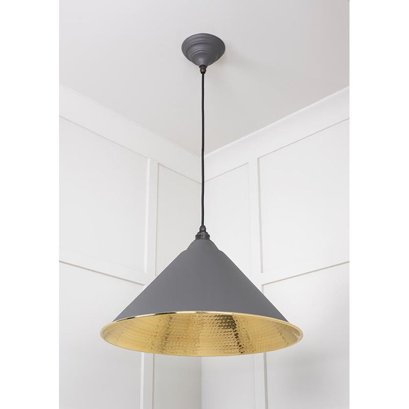 From The Anvil - Hockley Pendant in Bluff - Hammered Brass - 49523BL - Choice Handles