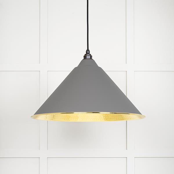 From The Anvil - Hockley Pendant in Bluff - Hammered Brass - 49523BL - Choice Handles