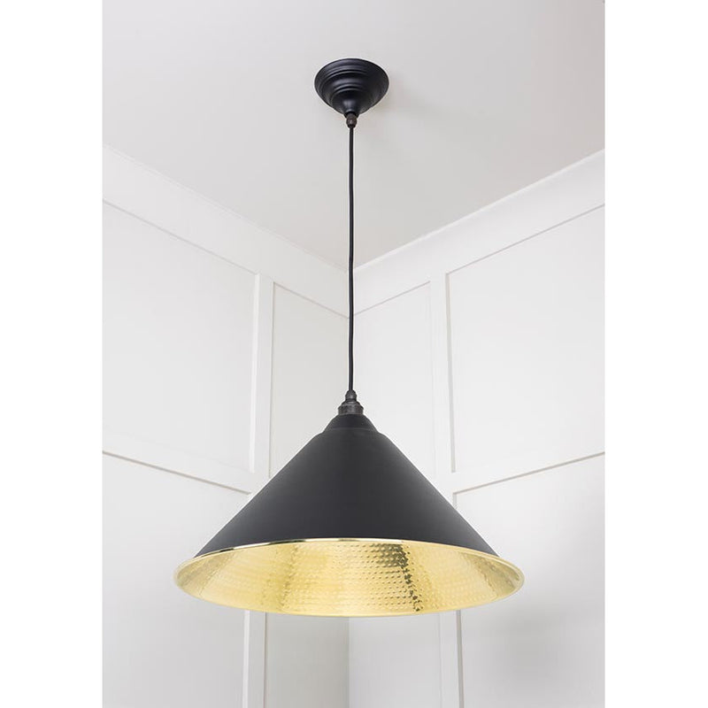From The Anvil - Hockley Pendant in Elan Black - Hammered Brass - 49523EB - Choice Handles
