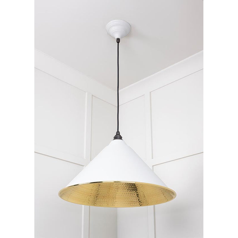 From The Anvil - Hockley Pendant in Flock - Hammered Brass - 49523F - Choice Handles