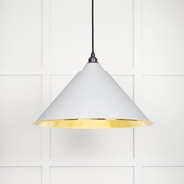 From The Anvil - Hockley Pendant in Flock - Hammered Brass - 49523F - Choice Handles