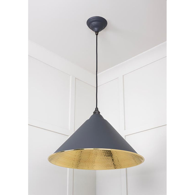 From The Anvil - Hockley Pendant in Slate - Hammered Brass - 49523SL - Choice Handles