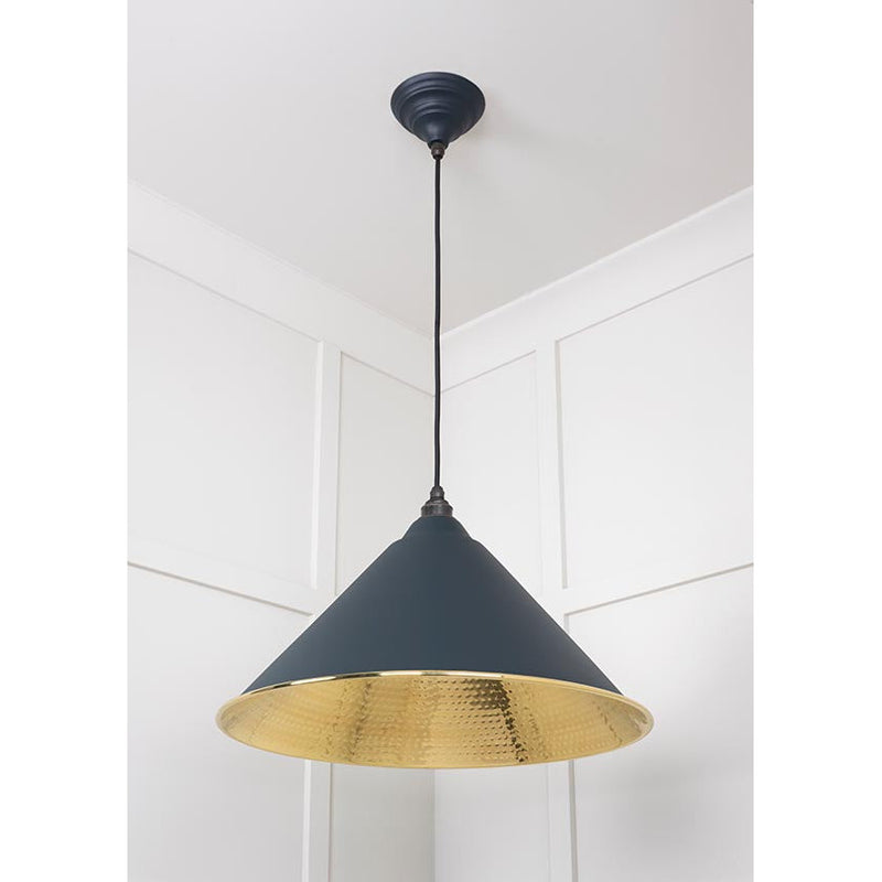 From The Anvil - Hockley Pendant in Soot - Hammered Brass - 49523SO - Choice Handles