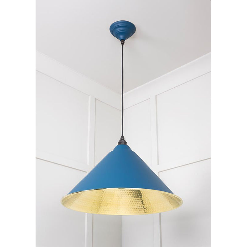 From The Anvil - Hockley Pendant in Upstream - Hammered Brass - 49523U - Choice Handles