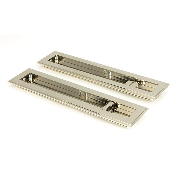 From The Anvil - 250mm Art Deco Rectangular Pull -Privacy Set - Polished Nickel - 50157 - Choice Handles