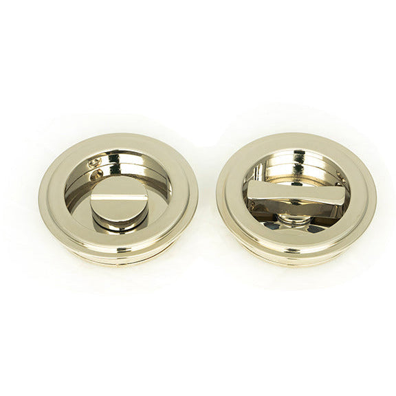 From The Anvil - 60mm Art Deco Round Pull - Privacy Set - Polished Nickel - 50164 - Choice Handles