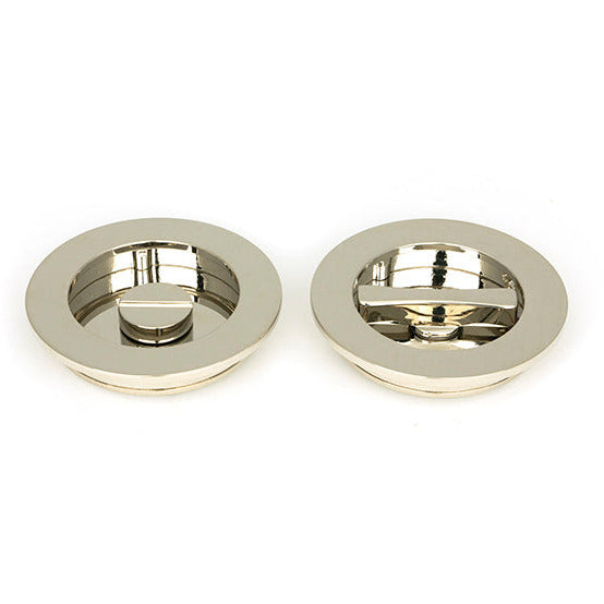 From The Anvil - 75mm Plain Round Pull - Privacy Set - Polished Nickel - 50167 - Choice Handles