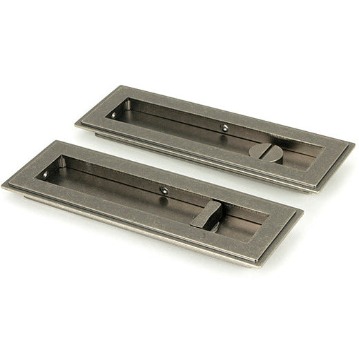 From The Anvil - 175mm Art Deco Rectangular Pull - Privacy Set - Pewter Patina - 50174 - Choice Handles