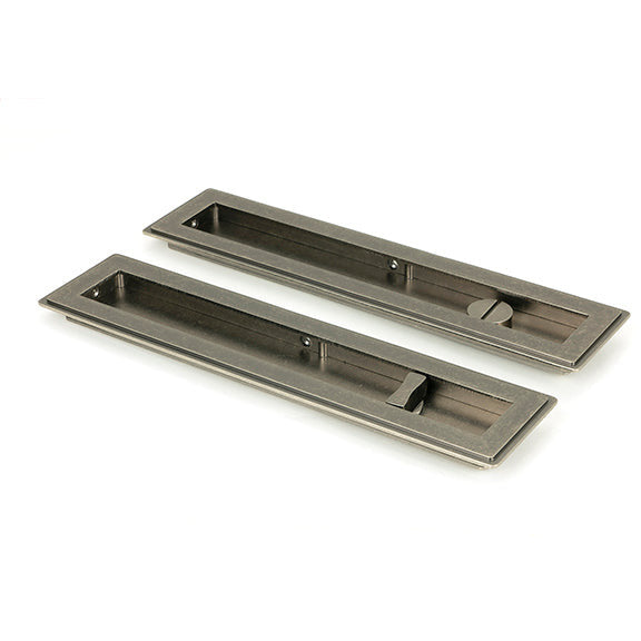 From The Anvil - 250mm Art Deco Rectangular Pull - Privacy Set - Pewter Patina - 50175 - Choice Handles