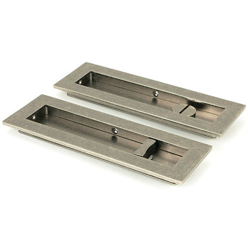 From The Anvil - 175mm Plain Rectangular Pull - Privacy Set - Pewter Patina - 50176 - Choice Handles