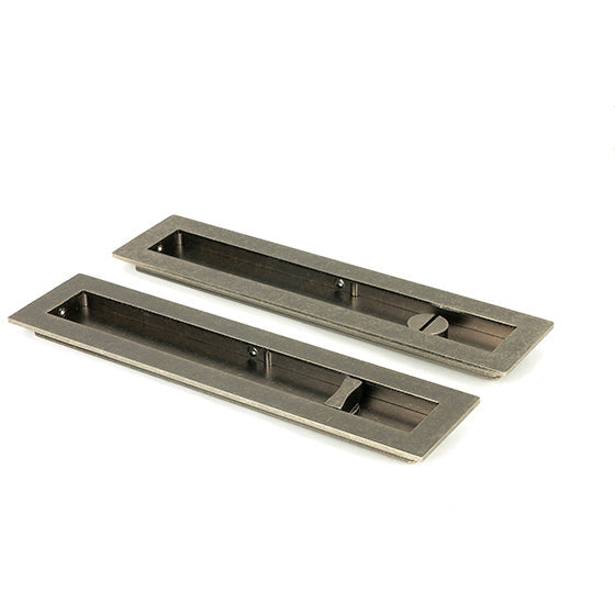 From The Anvil - 250mm Plain Rectangular Pull - Privacy Set - Pewter Patina - 50177 - Choice Handles