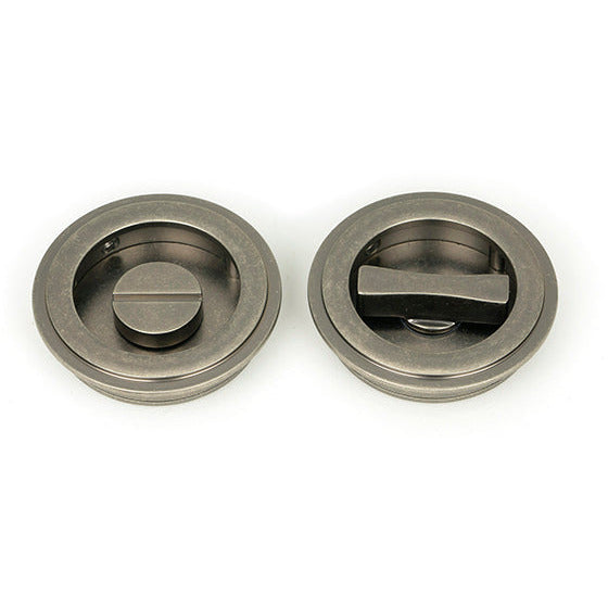 From The Anvil - 60mm Art Deco Round Pull - Privacy Set - Pewter Patina - 50182 - Choice Handles