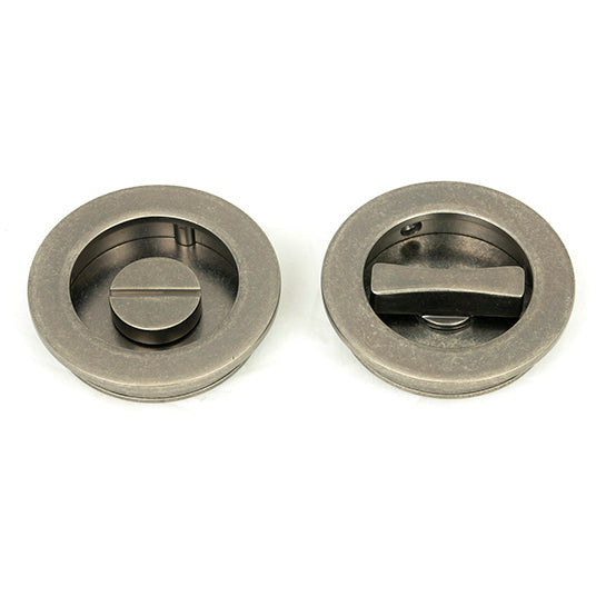 From The Anvil - 60mm Plain Round Pull - Privacy Set - Pewter Patina - 50184 - Choice Handles