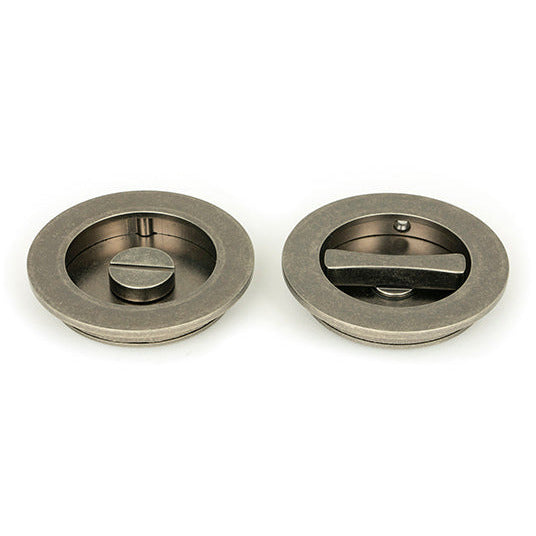 From The Anvil - 75mm Plain Round Pull - Privacy Set - Pewter Patina - 50185 - Choice Handles