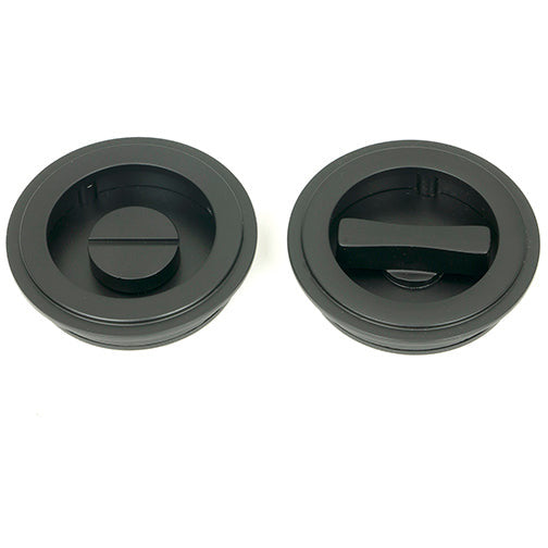 From The Anvil - 60mm Art Deco Round Pull - Privacy Set - Matt Black - 50218 - Choice Handles