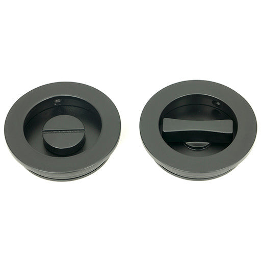 From The Anvil - 60mm Plain Round Pull - Privacy Set - Matt Black - 50220 - Choice Handles