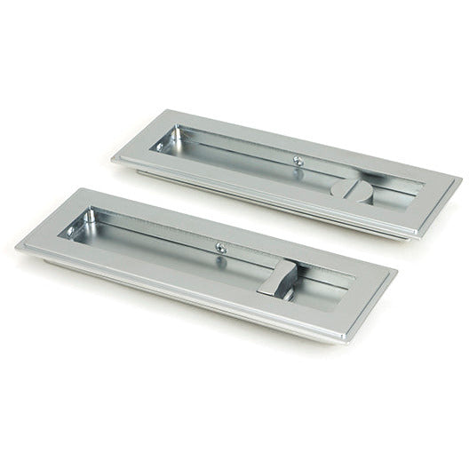 From The Anvil - 175mm Art Deco Rectangular Pull - Privacy Set - Satin Chrome - 50640 - Choice Handles