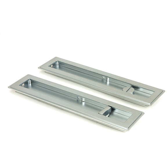 From The Anvil - 250mm Art Deco Rectangular Pull - Privacy Set - Satin Chrome - 50641 - Choice Handles