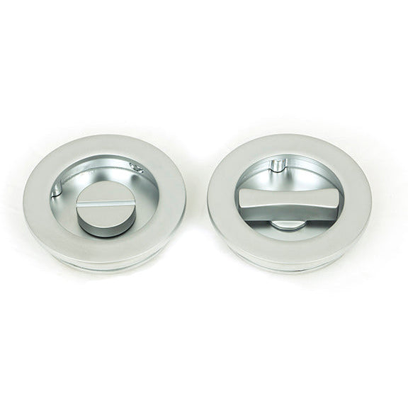 From The Anvil - 60mm Plain Round Pull - Privacy Set - Satin Chrome - 50650 - Choice Handles