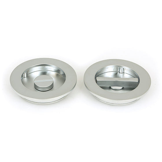 From The Anvil - 75mm Plain Round Pull - Privacy Set - Satin Chrome - 50651 - Choice Handles