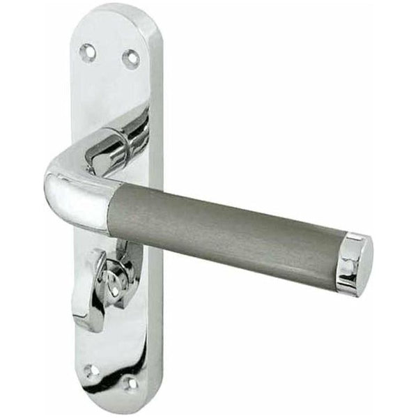 Frelan - Twin Door Handles On Backplate - Bathroom - Dual Finish - Polished Chrome & Satin Chrome - JV433PCSC - Choice Handles