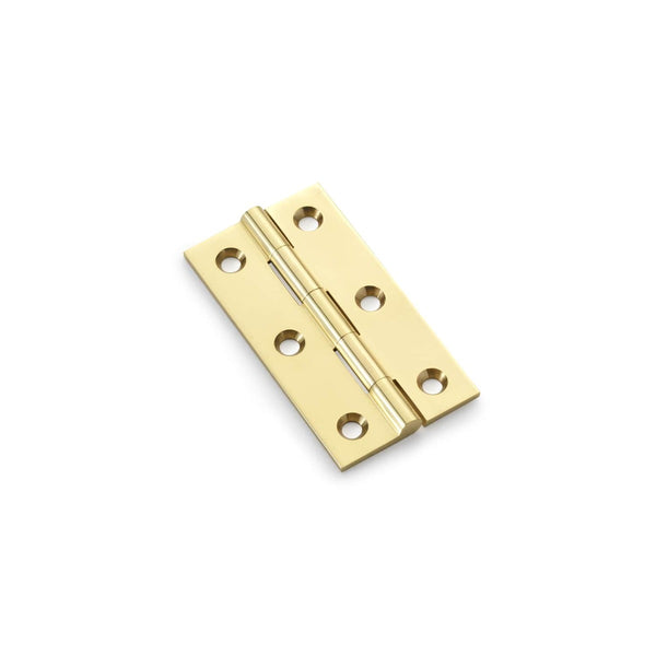 Alexander and Wilks - Heavy Pattern Solid Brass Cabinet Butt Hinge 64mm - Polished Brass - AW064-CH-PB - Choice Handles