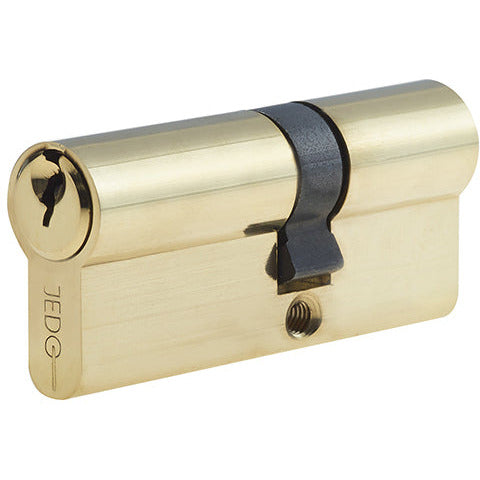 35x45mm 5 Pin Euro Profile Offset Double Cylinder, Keyed to Differ with 3 Keys - Polished Brass - Choice Handles