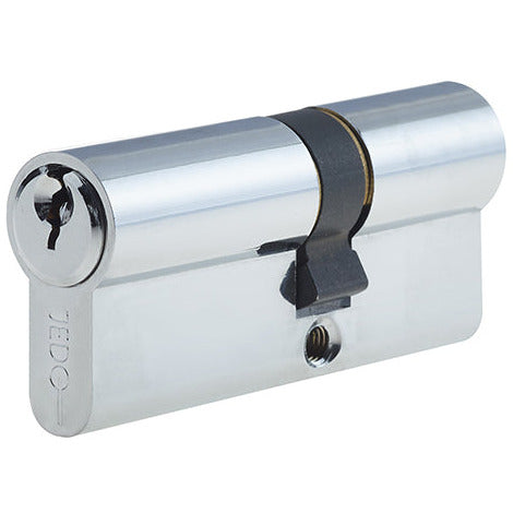 35x45mm 5 Pin Euro Profile Offset Double Cylinder, Keyed to Differ with 3 Keys Polished Chrome - Choice Handles