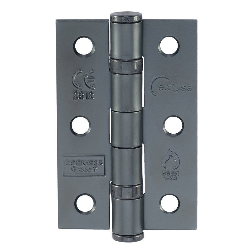 Eclipse - 76x51x2mm Ball Bearing Hinge Grade 7 (Pair) -  Matt Black -  14100 - Choice Handles