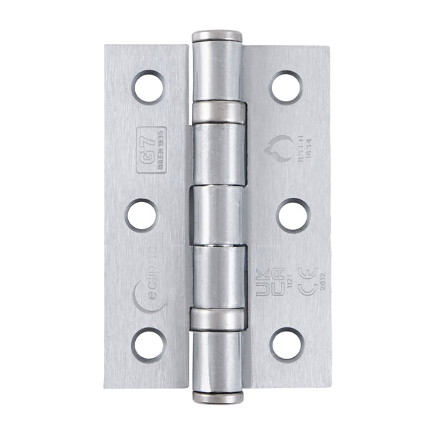 Eclipse - 76x51x2mm Ball Bearing Hinge Grade 7 (Pair) -  Satin Chrome -  14101 - Choice Handles