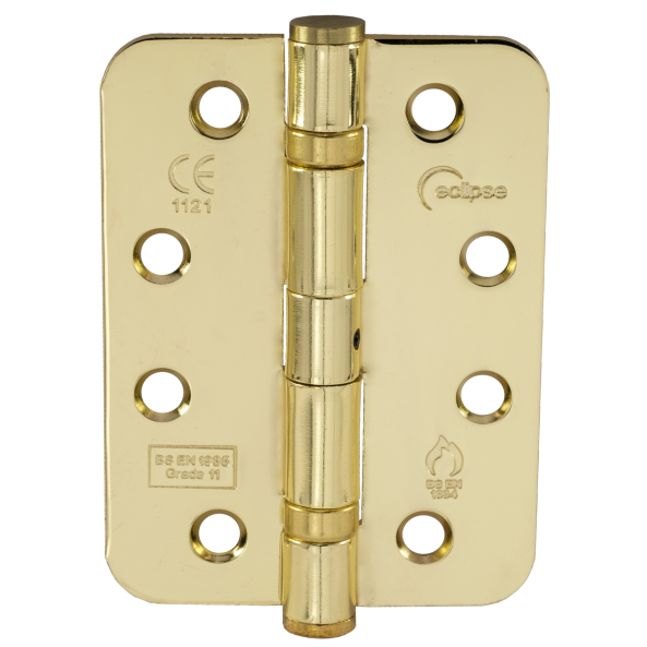 Eclipse - 102x76x2.7mm Ball Bearing Radius Corner Hinge Grade 11 (Pair) -  Electro Brass -  14106 - Choice Handles