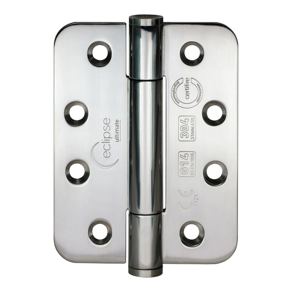 Eclipse - 4x3" Grade 14 Radius Concealed Bearing Hinge  -  Polished Stainless Steel -  14333 - Choice Handles