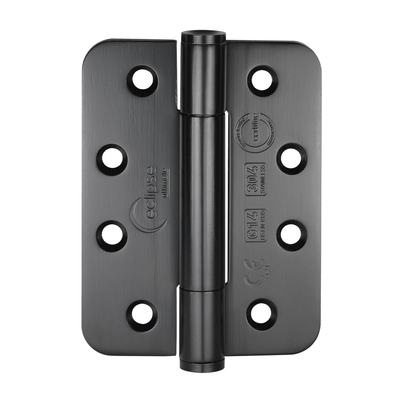 Eclipse - 4x3" Grade 14 Radius Concealed Bearing Hinge  -  Matt Black -  14334 - Choice Handles