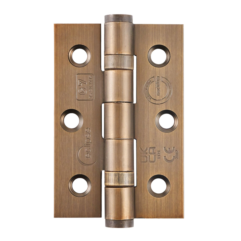 Eclipse - 76x51x2mm Ball Bearing Hinges Grade 7 -  Matt Anqique Brass -  14852MAB - Pair - Choice Handles