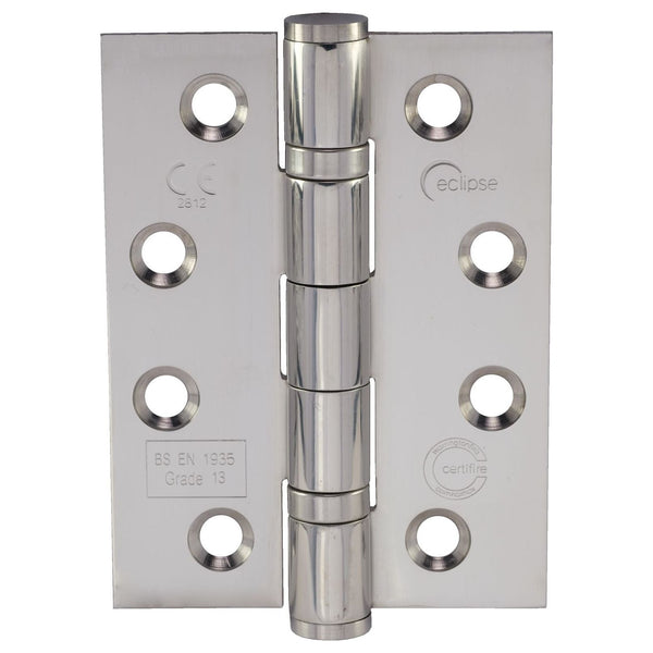 Eclipse - 102x76x3mm Ball Bearing Hinges Grade 13 -  Polished Stainless Steel -  14853 - Pair - Choice Handles