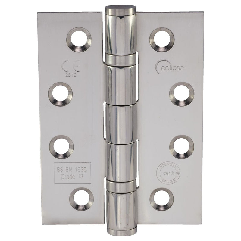 Eclipse - 102x76x3mm Ball Bearing Hinges Grade 13 -  Polished Stainless Steel -  14853 - Pair - Choice Handles