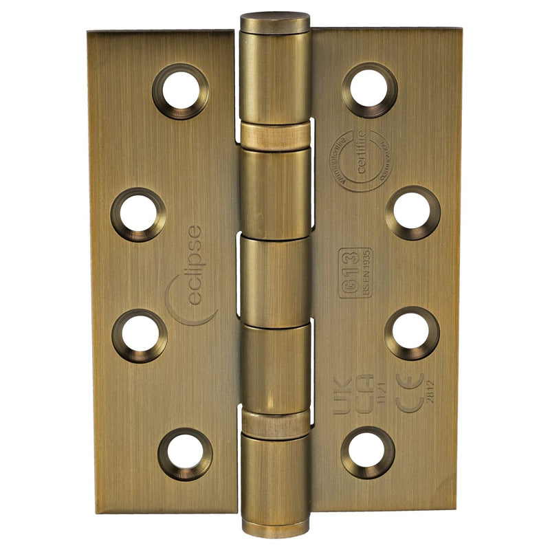 Eclipse - 102x76x3mm Ball Bearing Hinges Grade 13 -  Matt Anqique Brass -  14854MAB - Pair - Choice Handles