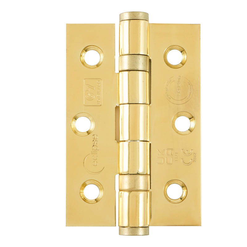 Eclipse - 76x51x2mm Ball Bearing Hinges Grade 7 -  Electro Brass -  14885 - Pair - Choice Handles