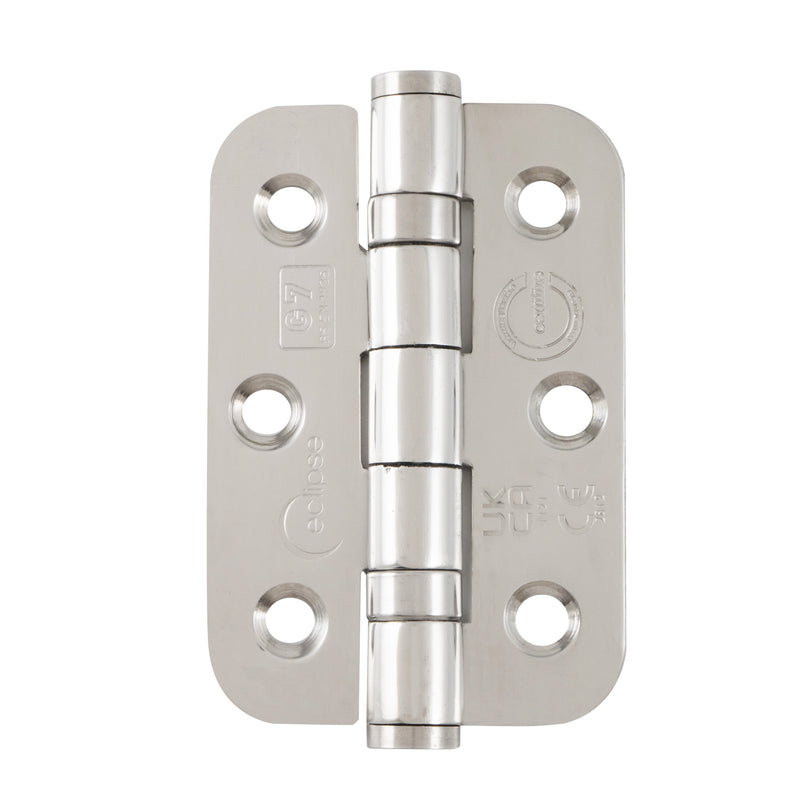 Eclipse - 76x51x2mm Ball Bearing Radius Corner Hinge Grade 7 (Pair) -  Polished Stainless Steel -  14906 - Choice Handles