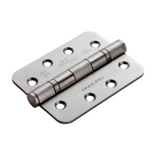 Eurospec - 102 X 102 X 3mm Ball Bearing Hinge Grade 13 - 316 C/W Screws (Pair) - Radius - Satin Stainless Steel - CEN1443/13SSS/R - Choice Handles