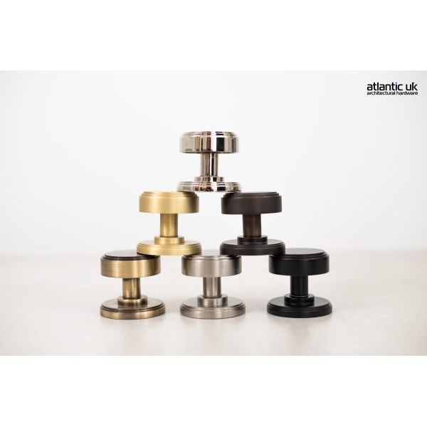 Millhouse Brass Boulton Solid Brass Stepped Mortice Door Knob on Concealed Fix Rose - Satin Nickel - MH350SMKSNSOLID