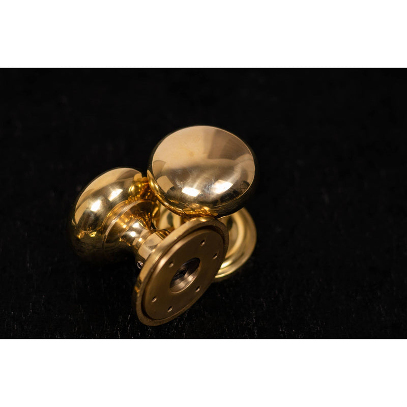 Old English Harrogate Solid Brass Mushroom Mortice Knob on Concealed Fix Rose - Raw Brass  - OE58MMKRB - Choice Handles